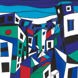 cubist whimsical cityscape