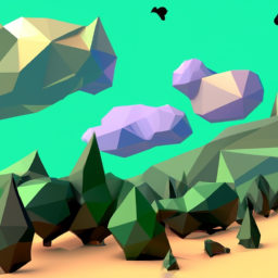 low poly surreal landscape